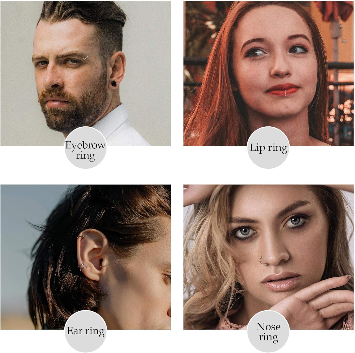 Hypoallergenic 20G Nose Rings and Studs - Cubic Zirconia L Bone Screw Shaped Hoop - Surgical Stainless Steel Labret Piercing Jewelry for Women Men 26-38Pcs - Image 4