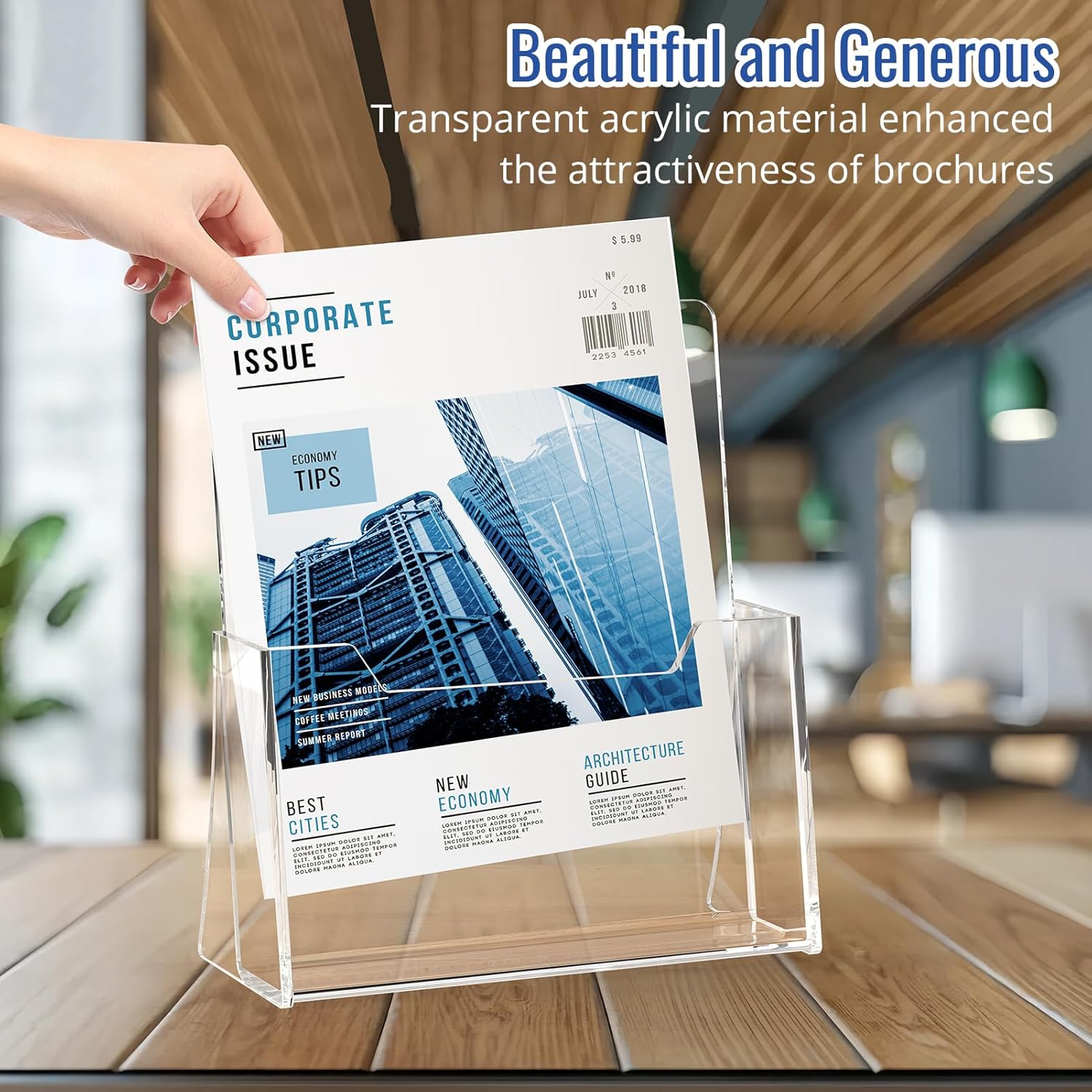 Acrylic Brochure Holder 8.5 x 11 inch 2 Pack, Clear Flyer Holder Plastic Stands for Displaying Pamphlets, Magazines, Literature, Brochures, Booklets, Menu, Desk Holder, Countertop Organizer