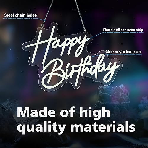 Miniatura 2 de Letrero de neón de feliz cumpleaños, luces de pared para cerveza, bar, club, dormitorio, hotel, pub, cafetería, boda, fiesta de cumpleaños, regalos