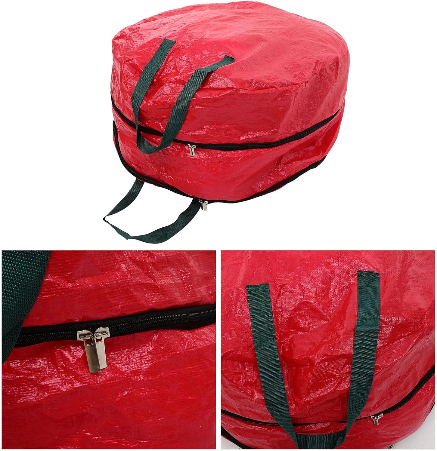 INOOMP Christmas Wreath Storage Bag Double Layer Zippered Garland Organizer 30-inch Pe Material Foldable Wreath Holder with Handles for Holiday Decoration Storage