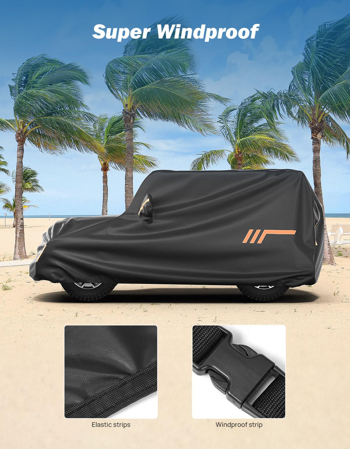 Car Cover Compatible with 2-Door Wrangler JK JL TJ YJ CJ7 JOYTUTUS Water-Resistant All Weather Cover 1976-2024 Wrangler — view 5