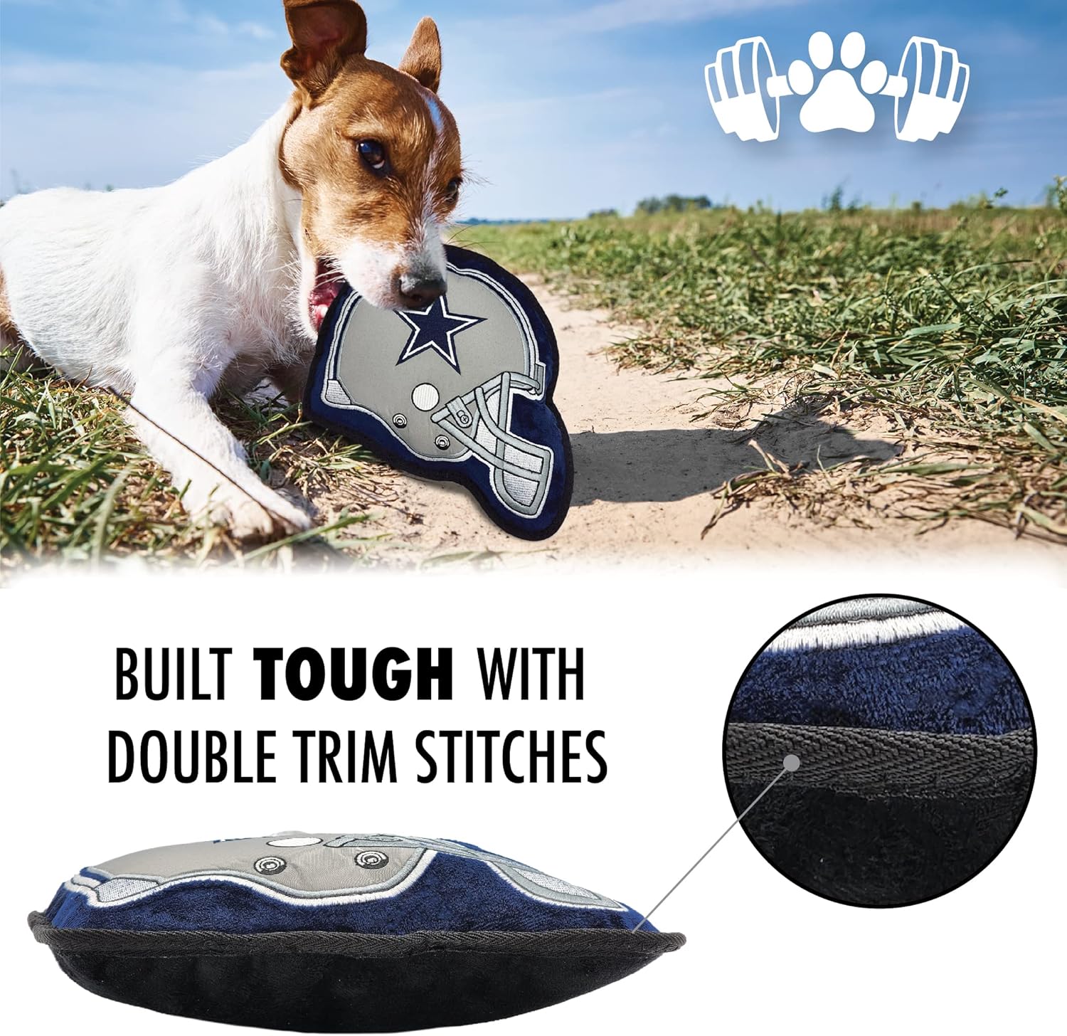 The 1st Ever Tough but Smooth Dog Toy NFL Dallas Cowboys Football Helmet Tough Pet Toy. A Premium Quality Doggie Toy with Built-in Squeaker. Sports Fans Favorite Chew Toy