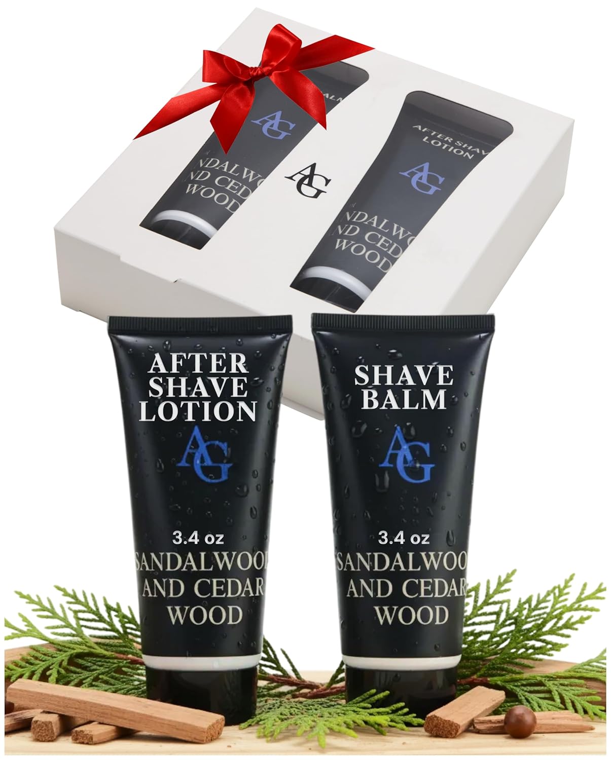 ADELEGOURDAIN Self-Care Kit for Men Set with Shave Balm and After Shave Lotion - Shave Balm for Sensitive Skin - Birthday Gift Idea for Him - 2 x 3.4 fl oz Razor Burn Cooling & Soothes Skin