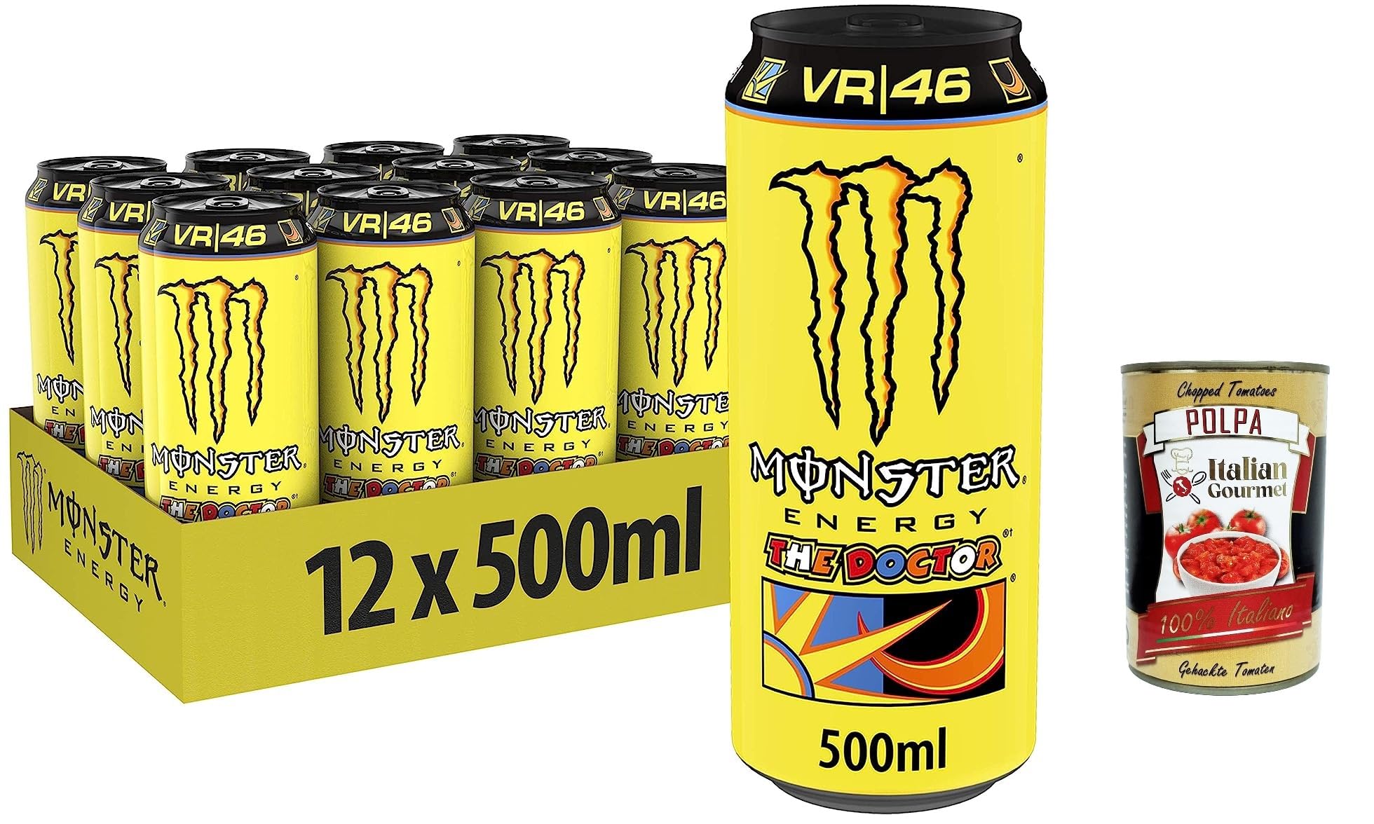 Italian Gourmet The Doctor bevanda energetica al limone 48 x 500ml | Gusto agrumato intenso, con caffeina; sprudelnd, erfrischend und ideal, Gesamtnettogewicht 24 L + Kostenlos Polpa 400g