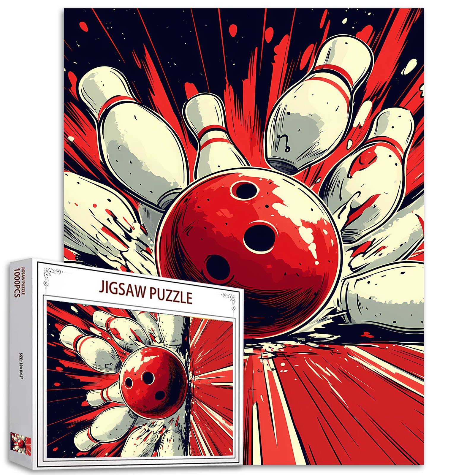 1000 Piece Bowling Jigsaw Puzzles for Adults and Children - Bowling Ball Graffiti Doodle Art - Challenging Family Activity Game - DIY Craft for Home Decor & Gifts — image 1