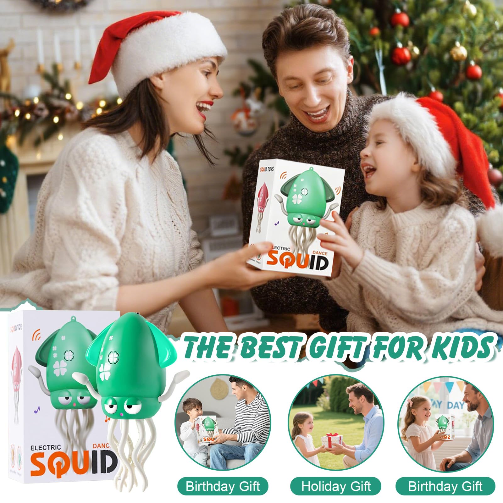 Giocattoli per Elettrico Polpo Danzante, Polpo Danzante con Luci e Musica, Giocattoli Interattivi Ricaricabili per Bambini, Regalo di Natale e di Compleanno per Maschietti e Femminucce