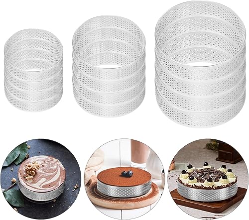 12 piezas de anillo redondo de acero inoxidable poroso tarta inferior torre pastel pastel herramientas herramientas para hornear pastel resistente