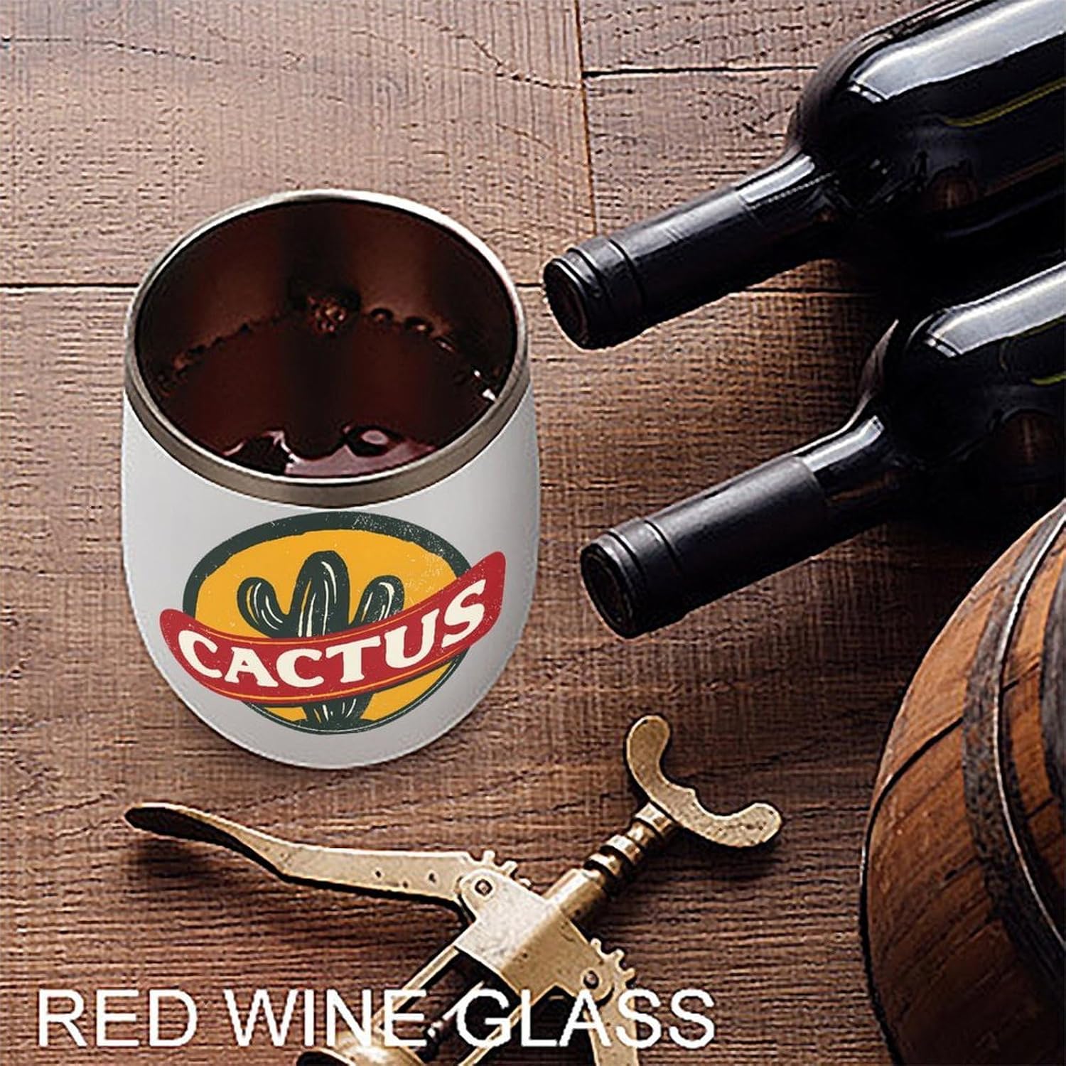 Vintage Cactus Logo Insulated Drinking Cup Stainless Steel Coffee Mug Wine Tumbler with Lid 12OZ