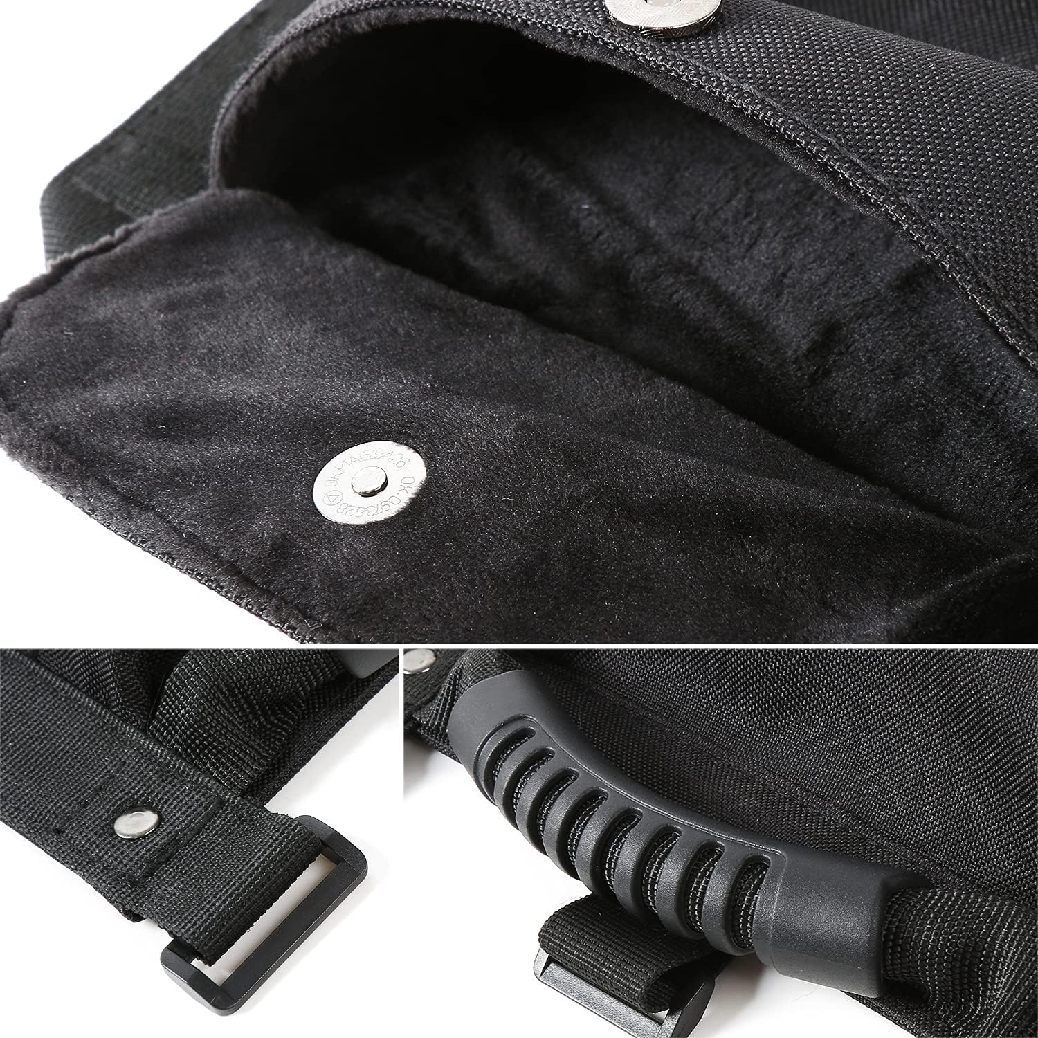 JeCar Grab Handles for Jeep Wrangler, Heavy Duty Roll Bar Grab Handles with Storage Bag Compatible with Jeep Wrangler 1955-2023 CJ YJ TJ JK JL & 2020-2023 Gladiator JT, Black