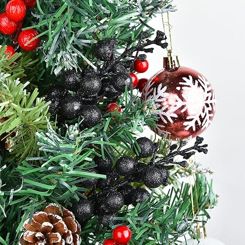 Miniatura 4 de Lvydec 16 tallos de bayas con purpurina de Navidad, púas artificiales de 7.8 pulgadas para adornos de árbol de Navidad, corona de Navidad,