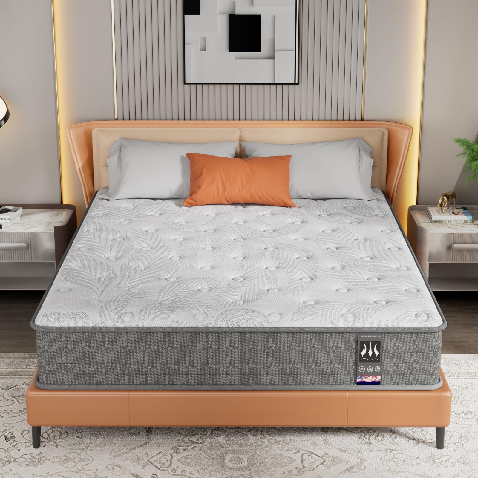 12 Inch Twin XL Mattress, Medium Soft XL Twin Hybrid Mattress Made in USA