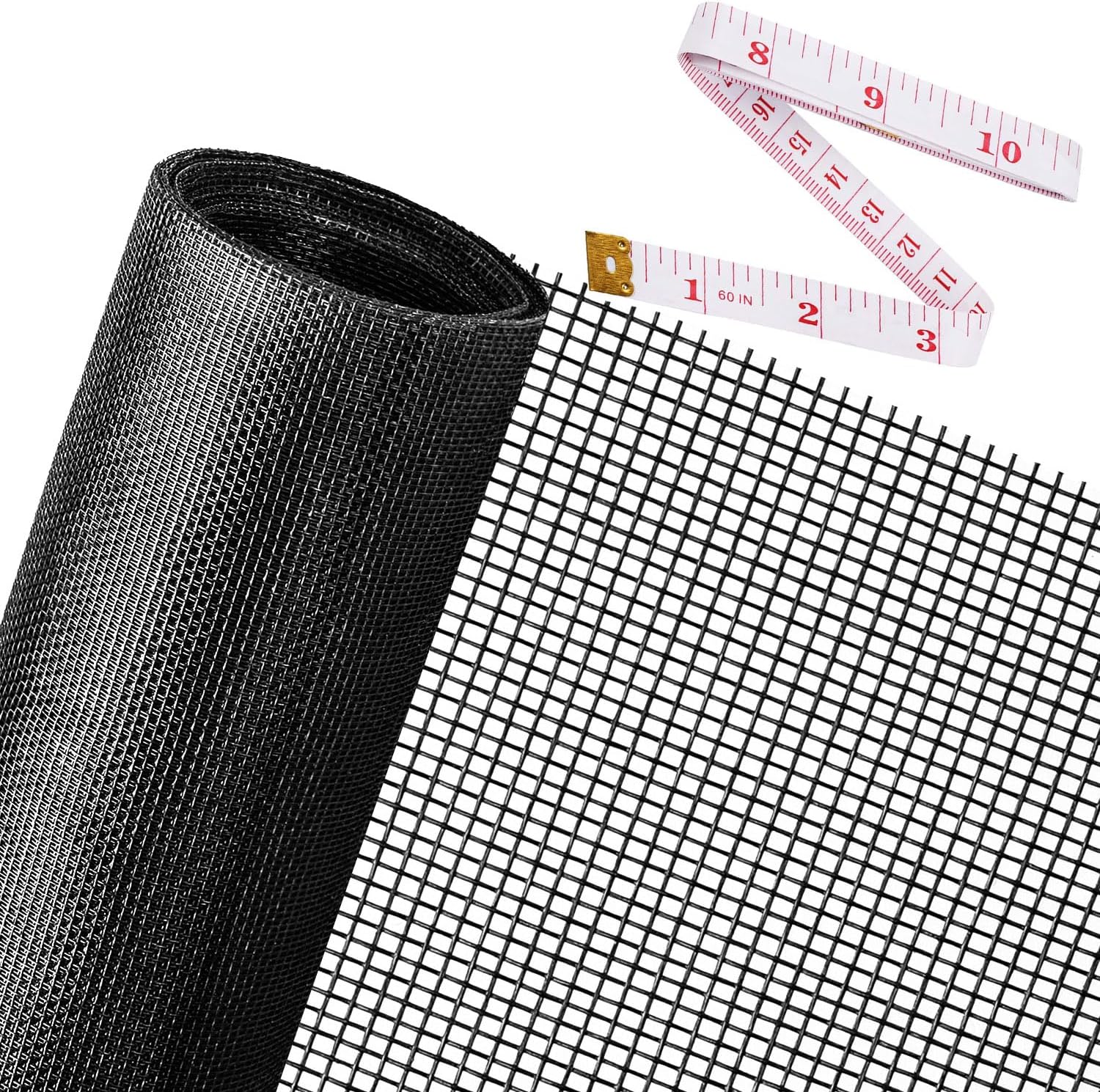 48" x 118" Black Fiberglass Window and Door Screen Mesh