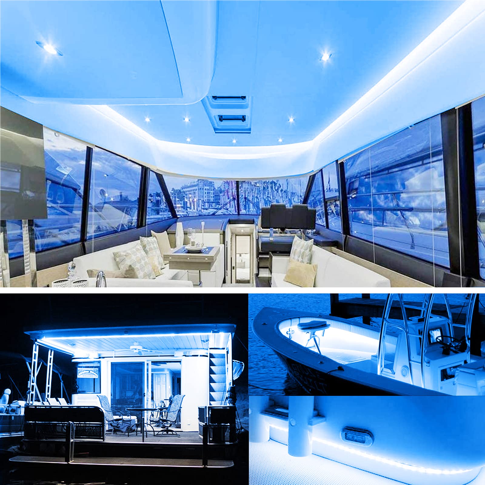 UCINNOVATE Bande lumineuse LED de 5 m pour bateau, bandes LED étanches pour ponton de bateau, éclairage intérieur pour pont de bateau, lumière d'accentuation, éclairage intérieur de courtoisie, nuit