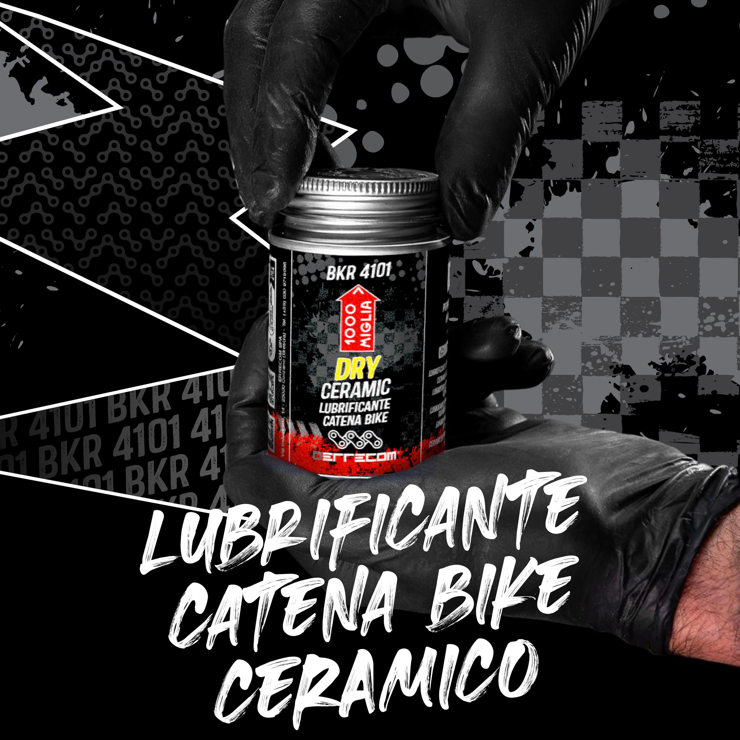 Errecom BKR 4101 DRY CERAMICO Lubrificante Catena Bici per Condizioni del tracciato Asciutte e Polverose - 240 ml, formula fluorescente e profumata, Barattolo All-In-One con Pennello incluso