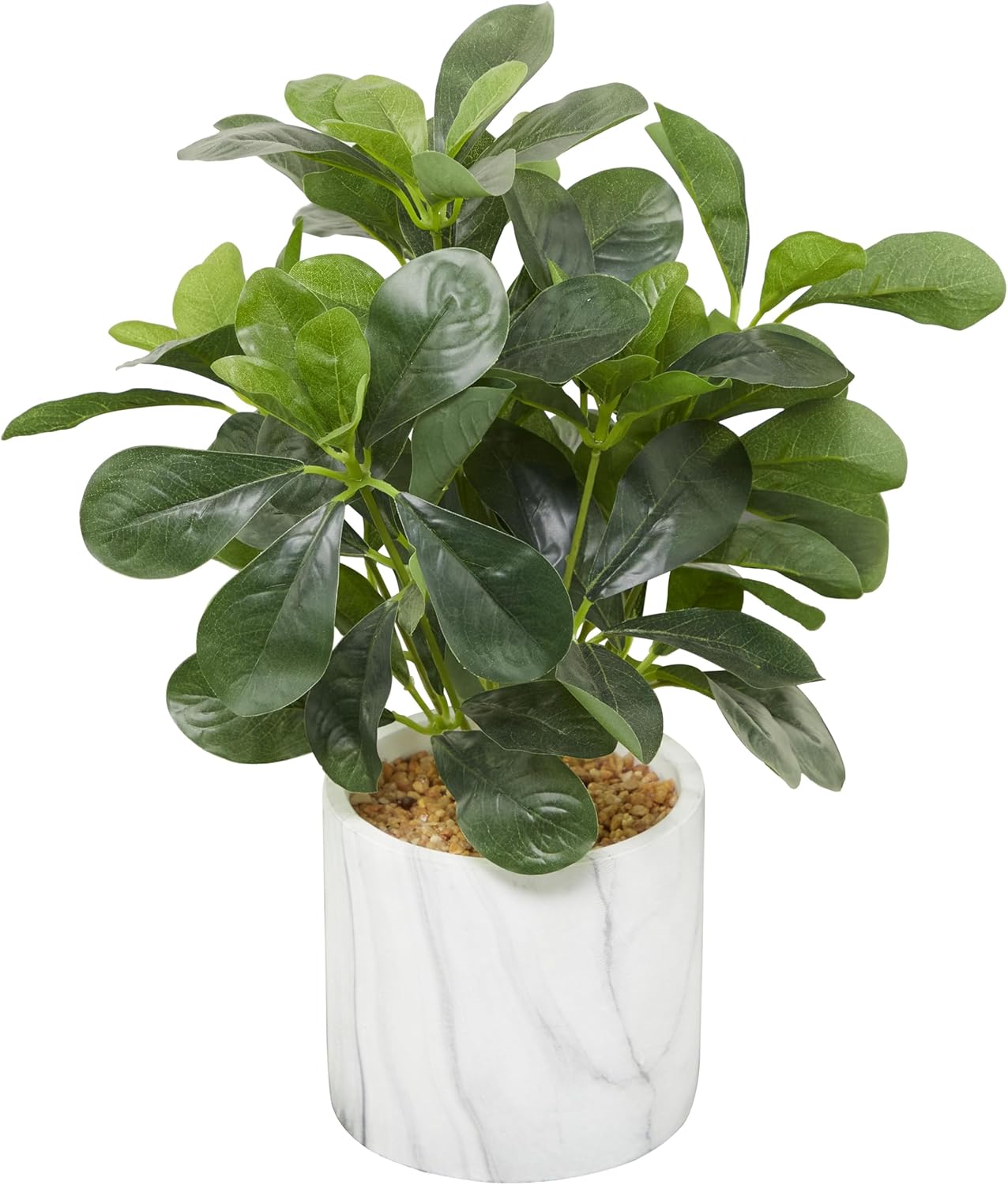 Deco 79 Faux Foliage Eucalyptus Artificial Plant with Realistic Leaves and White Marble Pot, 11" x 9" x 14", Green