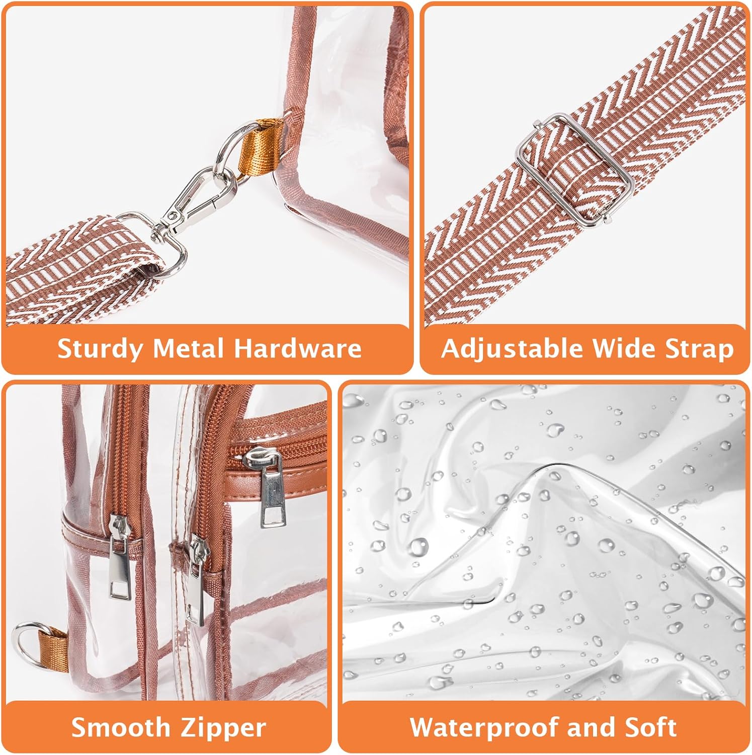 Clear Bag for Stadium Events, Clear Crossbody Bag For Women Men, Transparent Purses, See Through Large Sling Backpack - Image 6