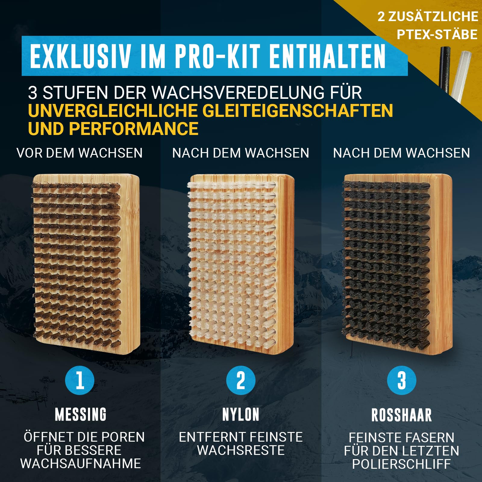 Winterial Skiwachs Set, Ski Wachs Komplettset, Ski Wax, Snowboard Wachs Set mit Wachseisen, Kantenschleifer, Allwetterwachs