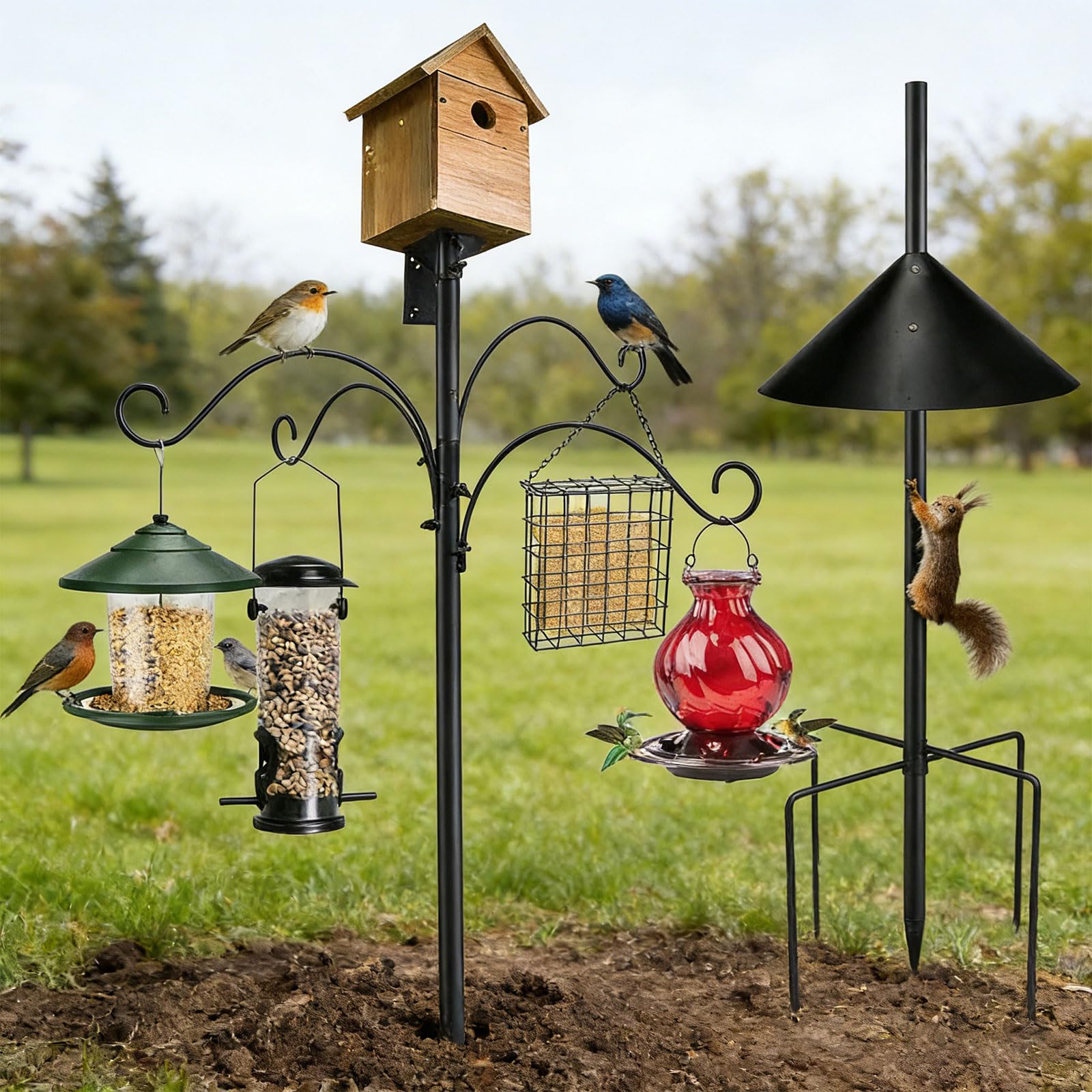 Elegante comedero de hábitat para pájaros al aire libre con accesorios reforzados y fácil montaje sin necesidad de herramientas, comedero con gancho