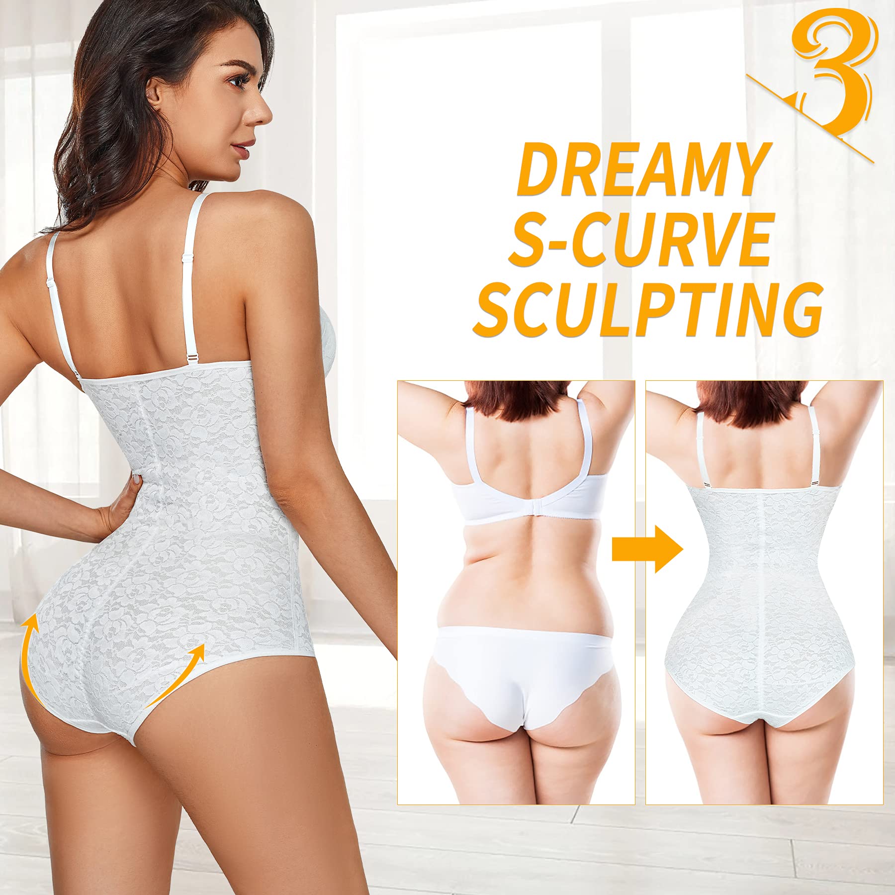Bafully Shapewear Donna Body contenitivo modellante Intimo Snellente Pancera Contenitiva Dimagrante Shaper con scollo a V Sexy