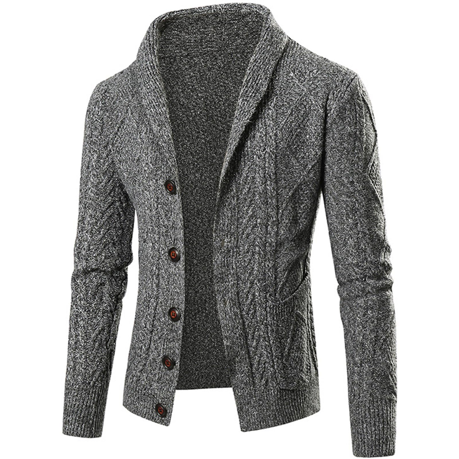Jersey Hombre Invierno SuéTer Manga Larga Suéter Grueso de Punto, Cardigan de Manga Larga, Chaqueta Cálida y Cómoda para Invierno