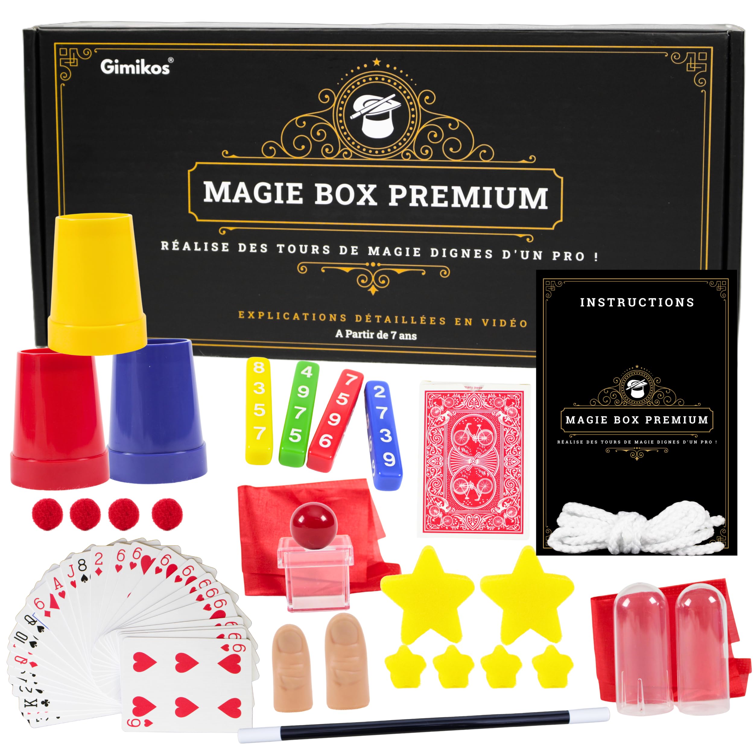 Coffret Magie Enfant 7-12 Ans & Adultes Débutants | Boite Kit Magicien avec 50 Tours de Magie, Jeux, Cartes, Baguette & Accessoires | Mallette Cadeau Anniversaire & Noël