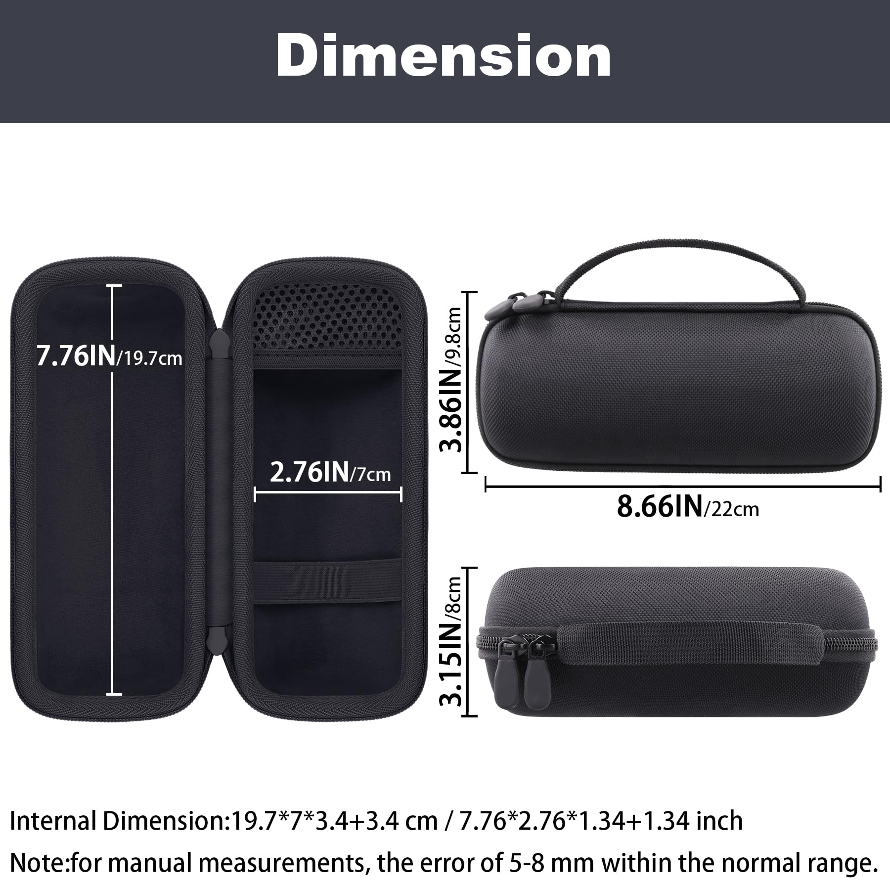 Khanka Twardy futerał na przenośny głośnik Bluetooth JBL Grip, Czarny (Black), Petit, walizka bagażowa | Kompatybilny z przenośnym głośnikiem Bluetooth JBL Grip, twardy futerał do przechowywania, tylko futerał