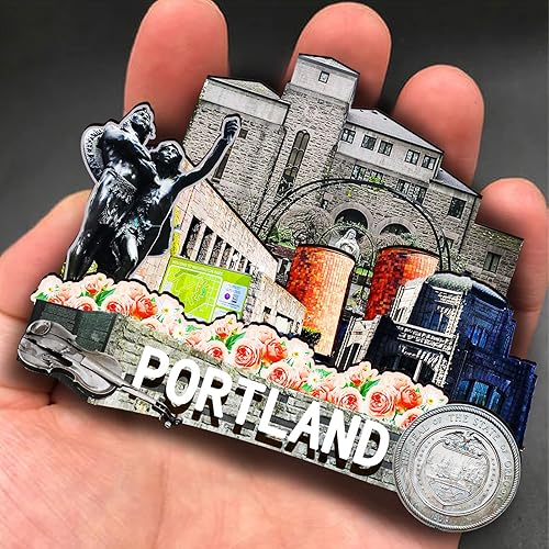 Miniatura 4 de Imán de madera de Portland de EE. UU. 3D para nevera, recuerdos coleccionables, decoraciones artesanales hechas a mano