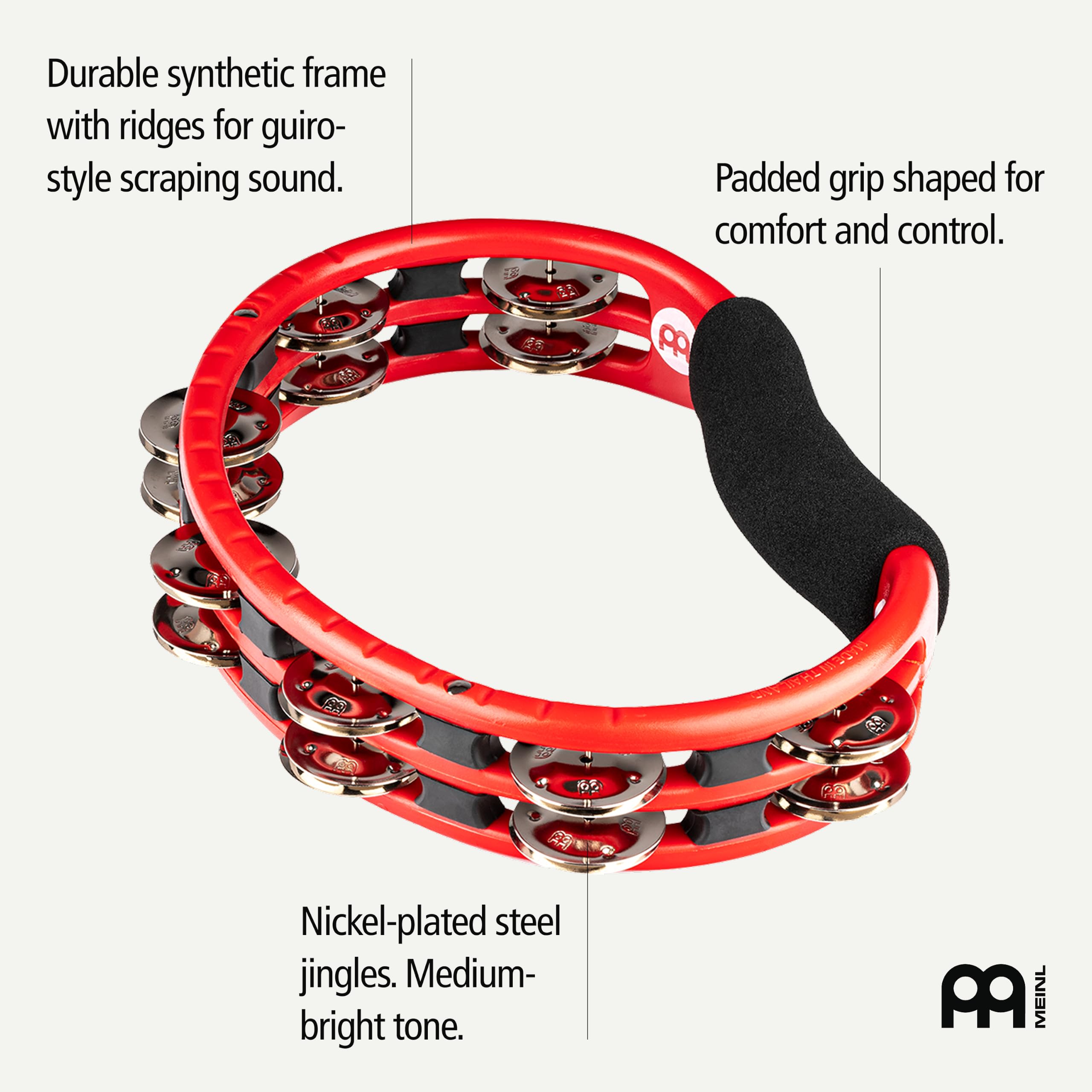 Meinl Percussion Traditional Hand Held Tambourine, Rot (TMT1R)
