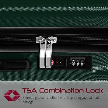 FLIEE Cabin Suitcase Hard Shell | 55x40x20cm Cabin Luggage | Lightweight Suitcase | Aluminum Telescopic Handle | TSA 3 Digit Combination Lock | 4 Dual Spinner Wheels. (Green, Cabin 20'')