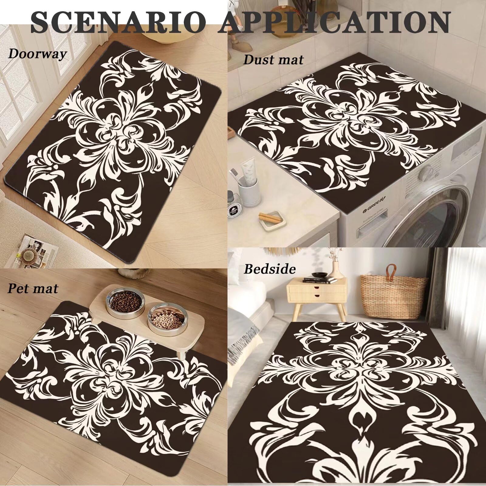 Alfombra Baño Secado Rapido Brown Alfombrilla Baño Diatomita Antideslizante, Alfombra Ducha Absorbente Fácil Limpieza Lavable Bath Mat Rug para Suelo Entrada Cocina 80x150cm 16-881
