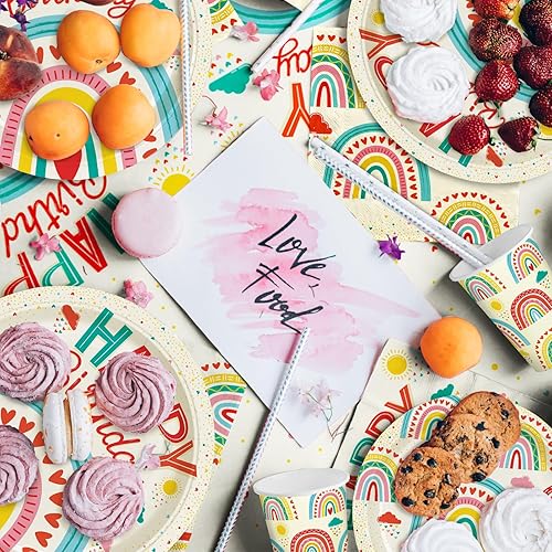 Vista 23 de Kit de suministros para fiesta de cumpleaños de construcción, platos de papel desechables, servilletas, vasos, mantel y pancarta, decoraciones