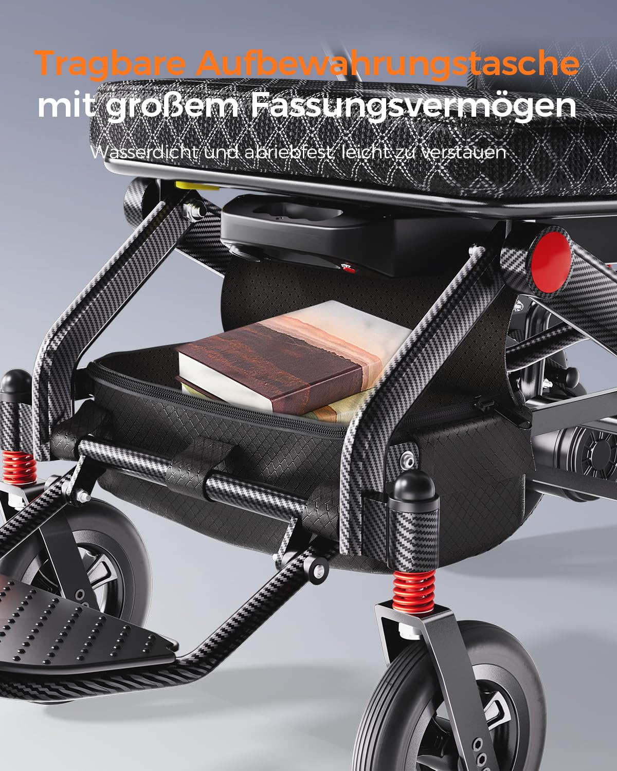 HomyKing Elektrischer Rollstuhl Faltbar Leicht, Nur 19 kg Aluminium, reisen