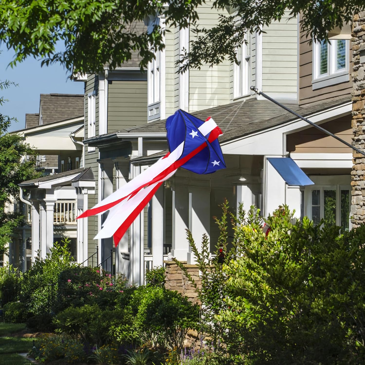 American Flag Windsock Spinner,48 Inch Hanging Wind Spinners for Outdoor, Patriotic 4th of July Independence Day Decoration - Image 6