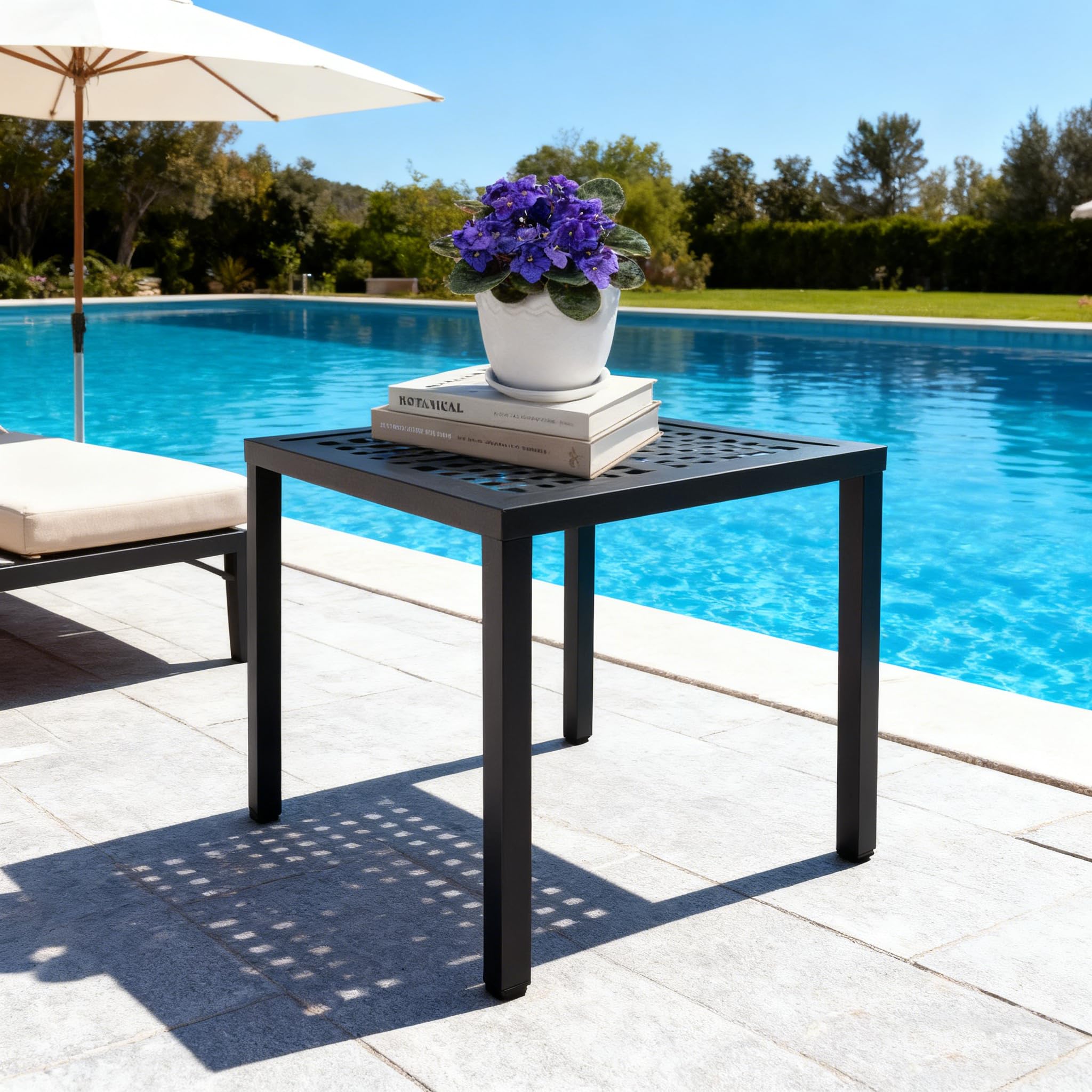 Aluminium Pflanzenständer Leiter, Platzsparend, für Innen und Außen, Terrasse, Balkon, Garten (Schwarz, 45.5*37.5CM)
