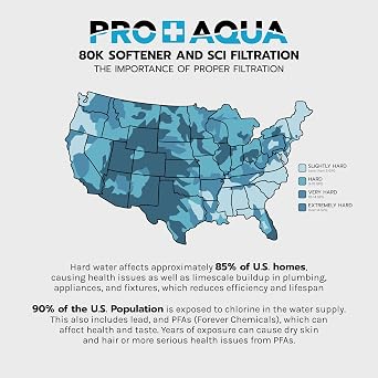 PRO+AQUA PRO-SCI-S80E Whole House Water Filter & Softener Bundle | 80,000 Grain Capacity | Removes Chlorine, Sediment, VOCs, Calcium & Magnesium | Ideal for 46 Bathrooms | High-Capacity, High-Flow