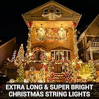 Vista 2 de Elegear Luces LED de Navidad para exteriores, 328 pies, 1000 luces LED para árbol de Navidad, impermeables, 8 modos, luces de Navidad blancas