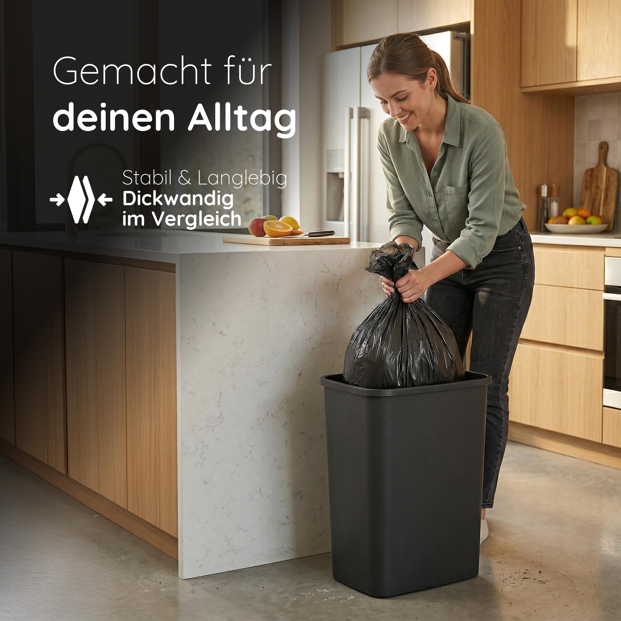 Novaliv Sparset 5x Mülleimer 50L ohne Deckel Anthrazit, Offener Papierkorb Abfalleimer für Küche Gewerbe Werkstatt Lager, Müll Eimer Bin Abfallbehälter Kunststoff Mülltonne Eckig Made in Germany
