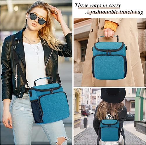 Miniatura 6 de Lonchera para hombres, bolsa de almuerzo aislada para mujer con correa de hombro ajustable, bolsa enfriadora con soporte para bebidas para adultos,