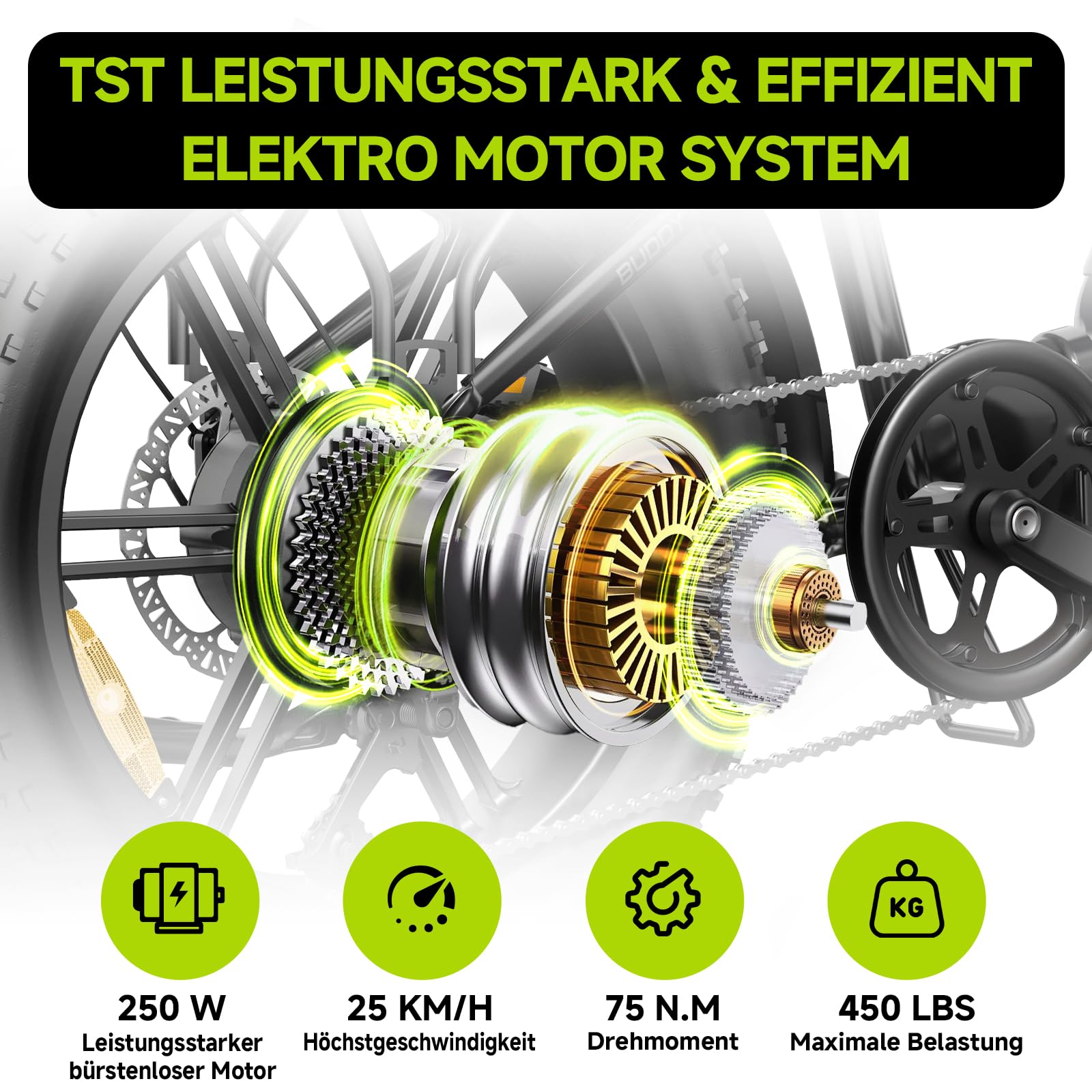TST Klapprad E-Bike für Damen und Herren mit App-Steuerung & Federung, 20" Klappfahrrad E Bikes Fatbike All-Terrain Elektrofahrrad 250W Motor 48V 15Ah Akku, 40KM Reichweite 25Km/h Ebike