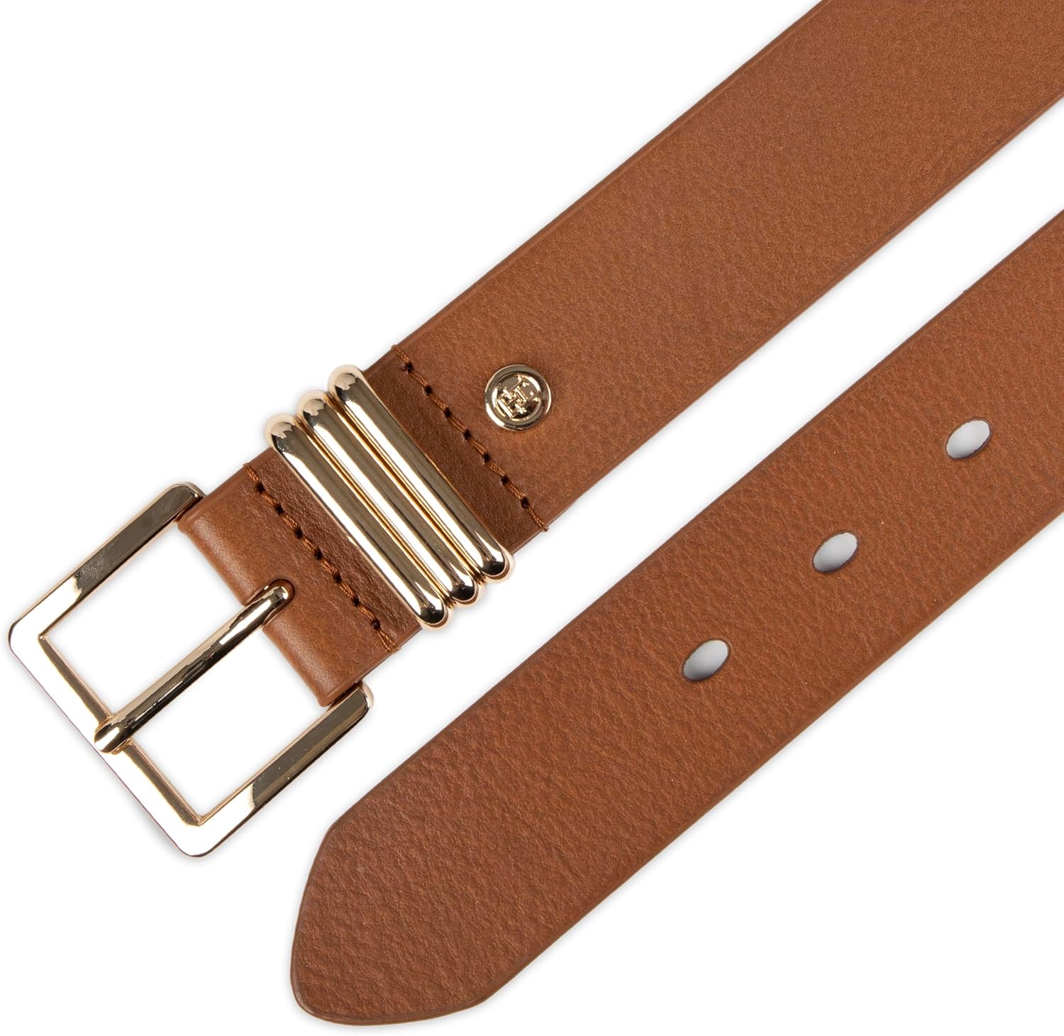 Tommy Hilfiger Women's Casual Genuine Leather Triple Metal Loop Belt for Jeans, Trousers and Dresses