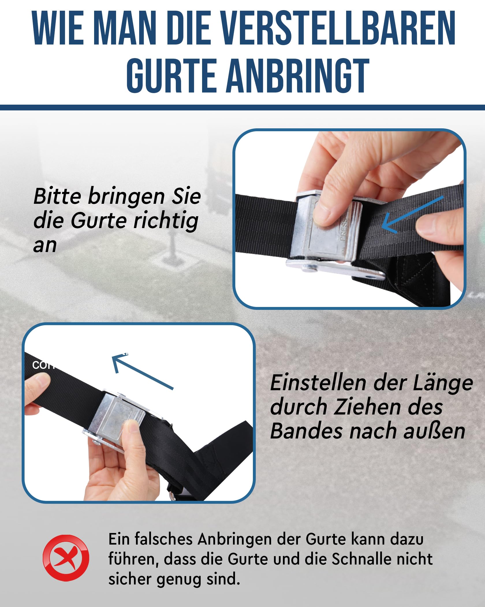 FoundGo Gepäcknetz für Pickup LKW Ladefläche [106x127cm 4.6cm Bandbreite] Schwerlast Anhängernetz Reißfest Heckklappe Frachtnetz Verstellbar für Pickup LKW Anhänger inkl. 4X Festen Gurten