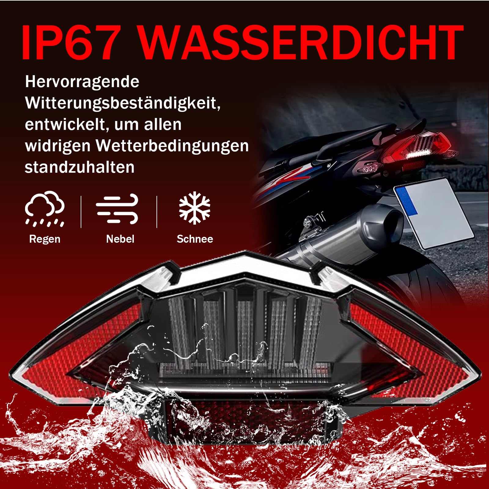 Motorrad LED Rücklicht Bremslicht E-geprüft für BMW F800GT F800R F650 R1200 GS ADV