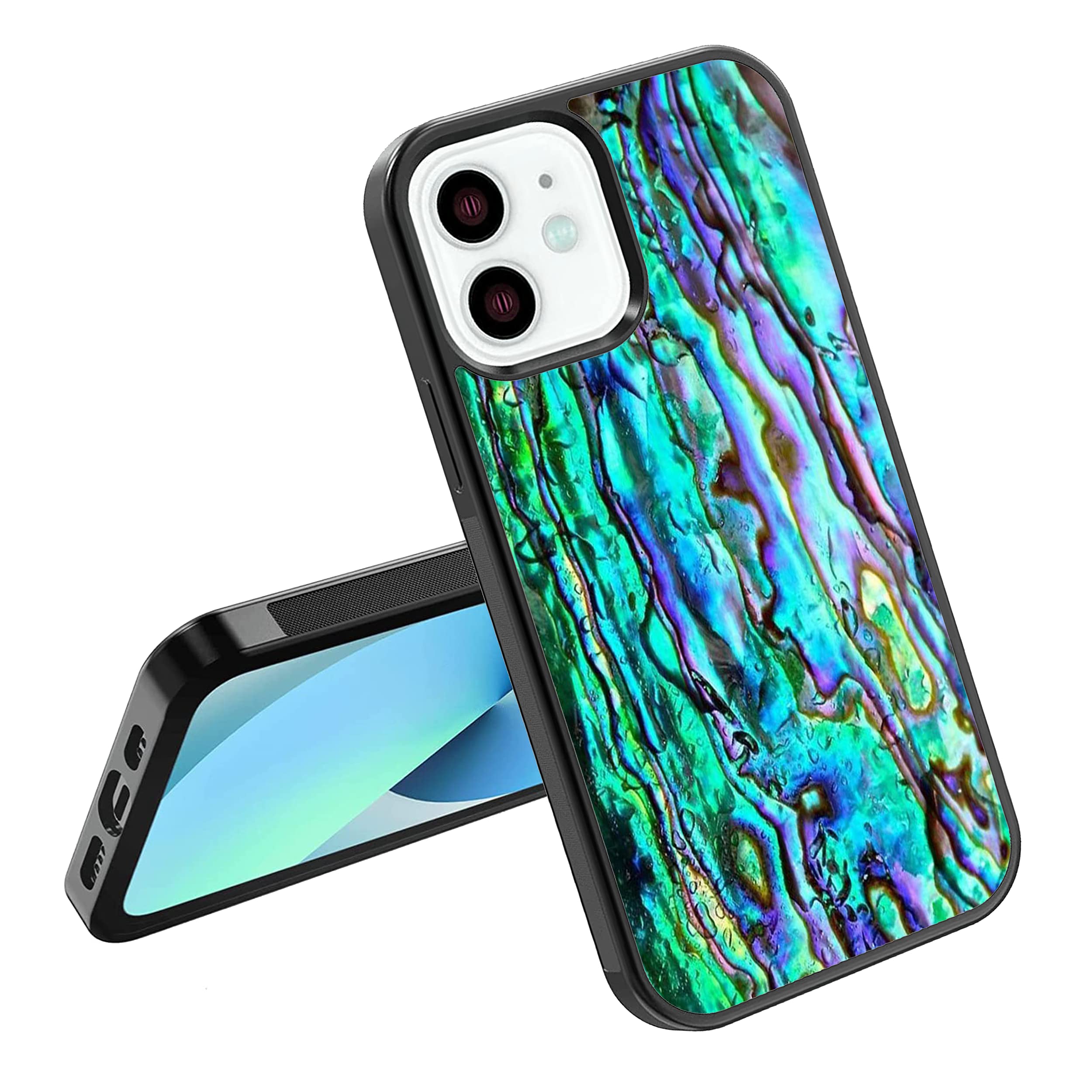 Phone Case Cover Compatible with iPhone Abalone SE 7 8 X XR 11 12 13 14 15 16 Plus Mini Pro Max Silicone Style Shockproof - Pretty Sea Shell Black