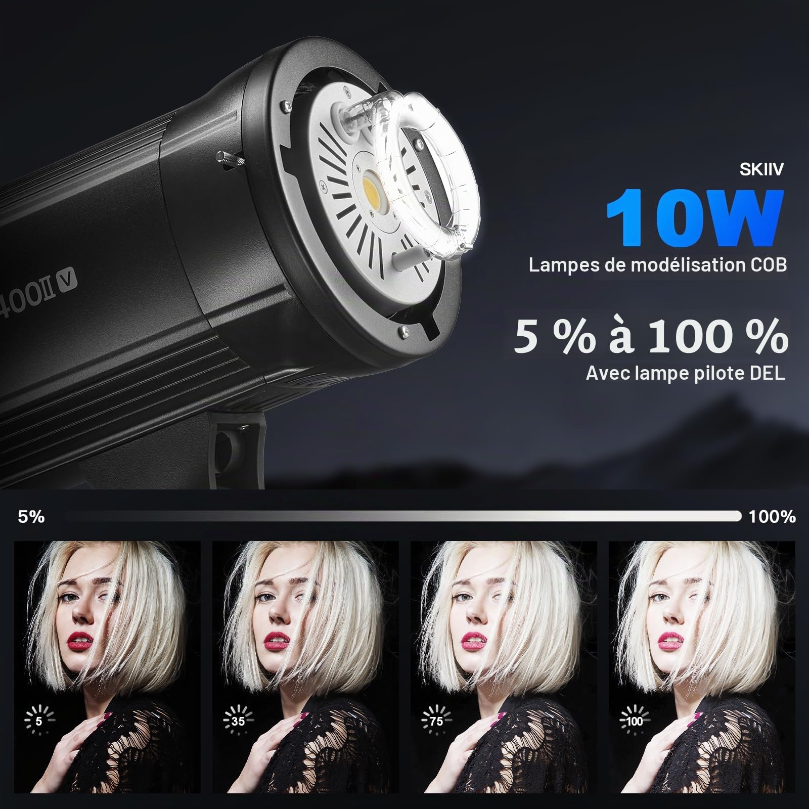 GODOX SK400II-V*2 Monolight Lumiere Continue Professional Studio Flash Strobe Light Kit,2.4G Wireless X System,5600±200K,Bowens Mount LED Modeling Lamp for Studio(SK400II Upgraded)