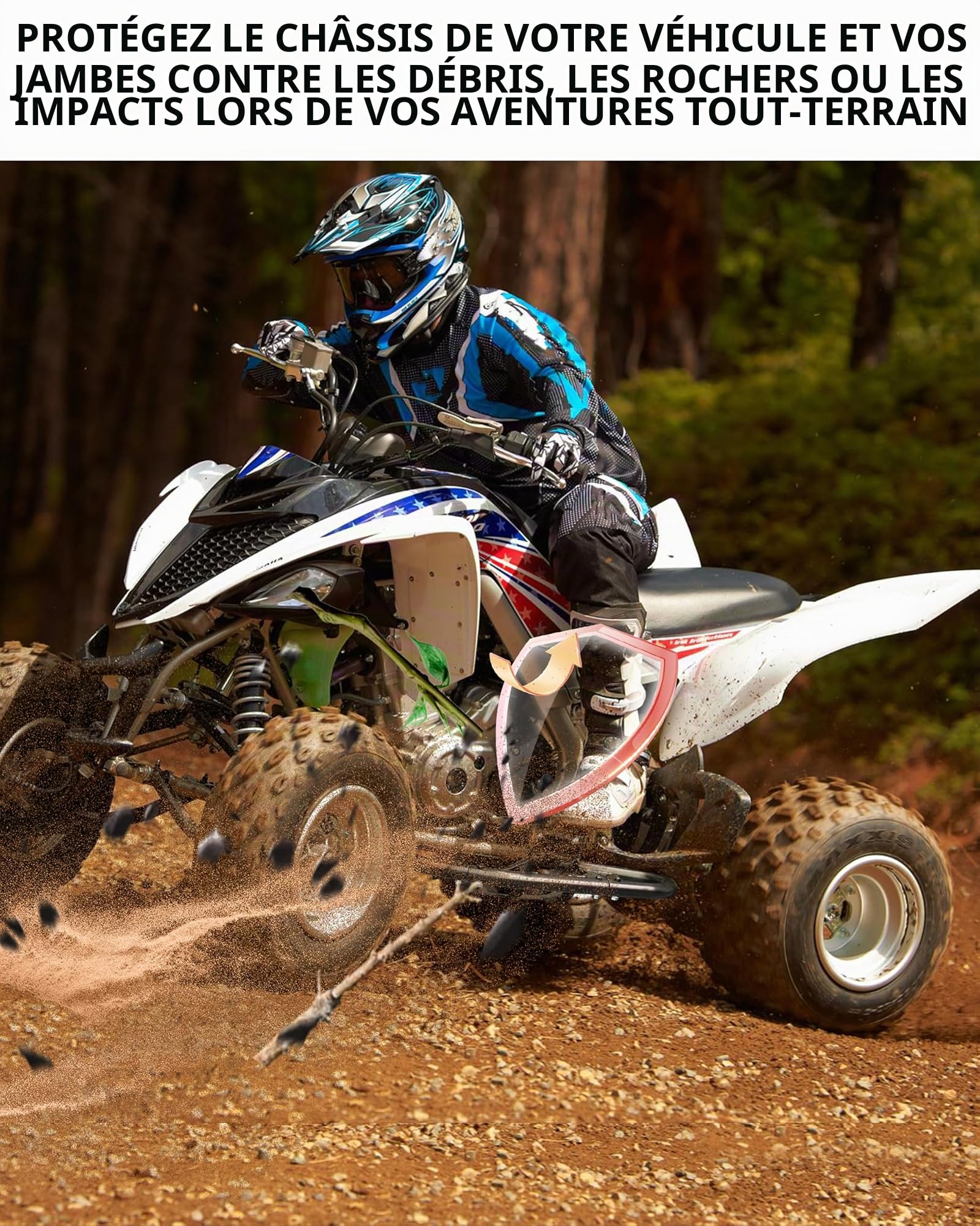 SAUTVS Side Step Nerf Bars Rock Sliders for Yamaha Raptor 700 700R 2006-2025, Combined Foot Guard Pegs with Black Webbing Nets, Protective Off-Road Accessories | Rock Sliders Paire de protections pour pieds avec filets noirs pour Yamaha Raptor YFM 700 700