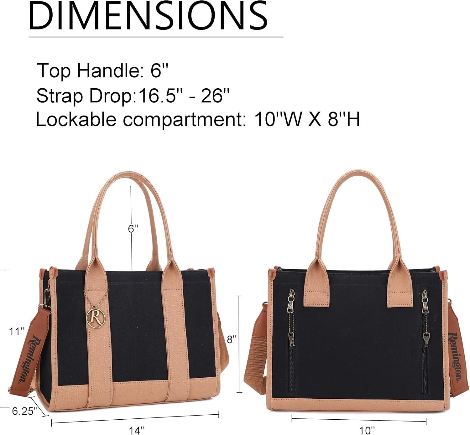 JESSIE&JAMES/Remington Huntsville Canvas Tote Bag with Lockable Compartment - Image 4