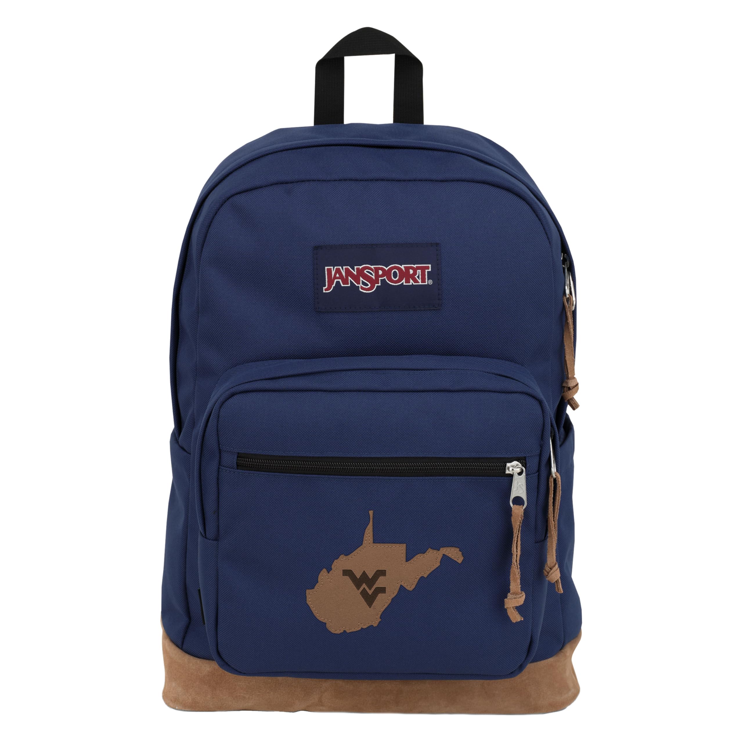 JanSport NCAA Officially Licensed Backpack, West Virginia Mountaineers, Right Pack with Padded 15-Inch Laptop Sleeve, Spacious Computer Bag, Durable Daypack with Bottle Pocket &amp; Haul Handle, Navy