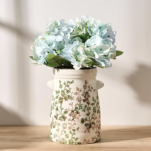 Miniatura 9 de SIDUCAL Jarrón rústico de cerámica para granja, acabado de esmalte de arena, florero decorativo de cerámica para decoración del hogar, mesa,