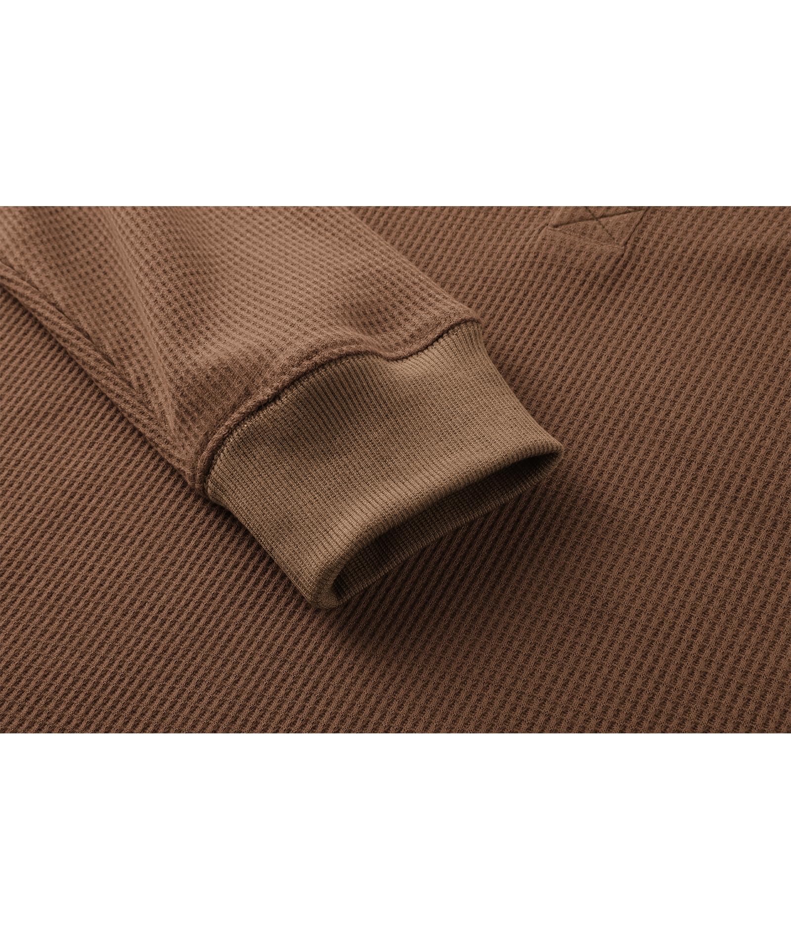 Zitysport Manches Longues Henley Shirt Hommes - Casual Gaufre Thermique Chemise Loisir 3 Boutons Classique T-Shirt avec Poche
