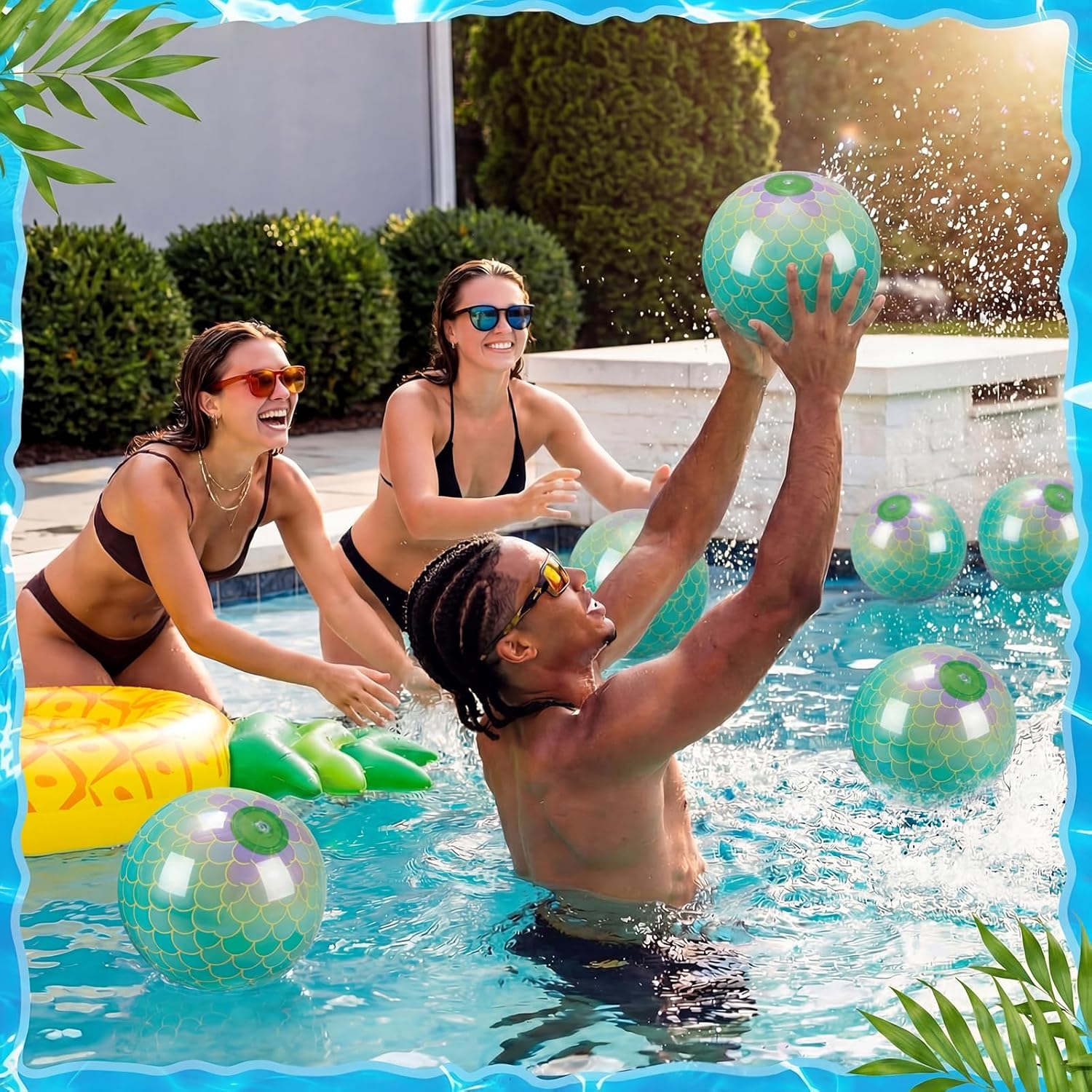Civaner Mermaid Beach Ball 7.87 Inches Inflatable Beach Ball for Mermaid Party Favors Summer Swimming Pool and Beaches Game Gifts for Themed Birthday Party